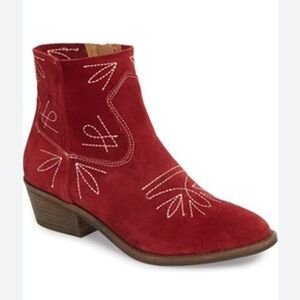 Lucky Brand Floriniah red suede ankle cowboy boots size 36